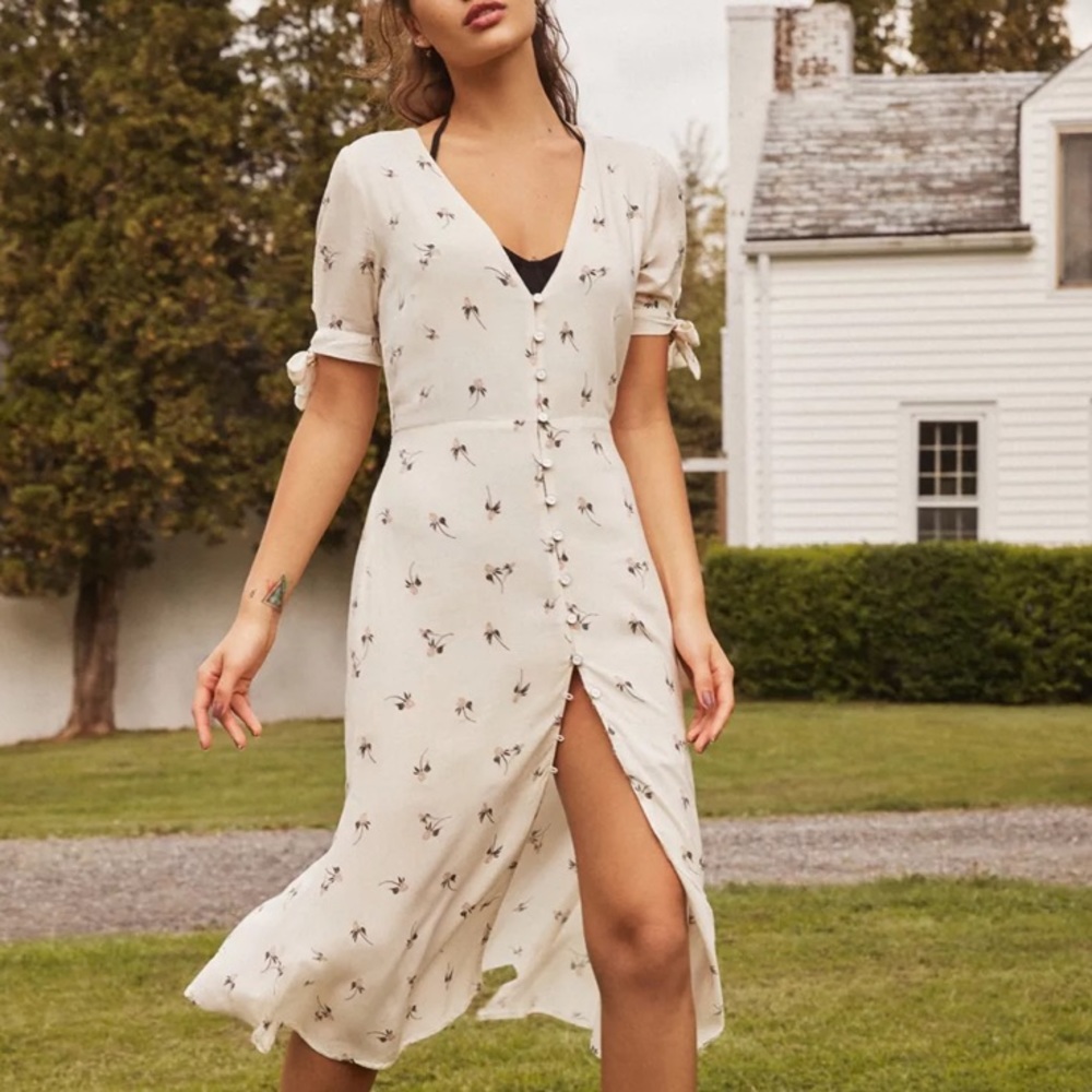 Urban Outfitters Floral White Midi Dress